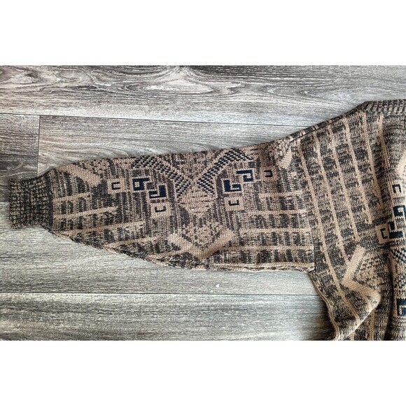 P.J. Henry Sweater Men's Size Large Black Brown Vintage 90's Leather Inserts - Picture 6 of 9